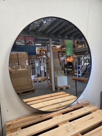Ronde LedSpiegel 120 cm met Mat Zwarte Stalen Rand –, Ophalen of Verzenden, Nieuw, Bad