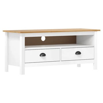 vidaXL Tv-meubel Hill 110x40x47 cm massief grenenhout wit, Minder dan 50 cm, Verzenden, Nieuw, Minder dan 100 cm