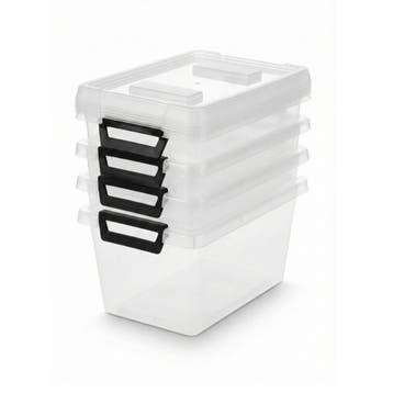 Set 5 Transparante Opbergboxen 5L – Stapelbaar Met Deksel, Ophalen of Verzenden, Nieuw