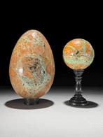 Geen minimumprijs - Prachtig paar groene smithsoniet. Egg, Antiek en Kunst