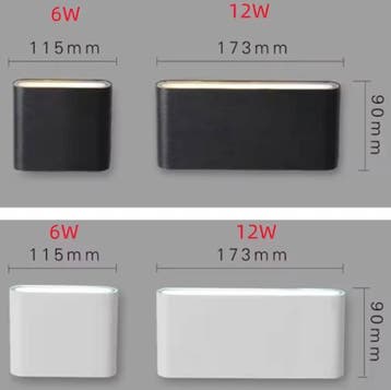 Waterdichte LED wandlamp up down zwart of wit, Huis en Inrichting, Lampen | Wandlampen, Verzenden, Nieuw