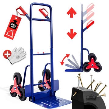 Steekwagen Blauw Rood Staal 65x47x115cm 200kg Trap, Verzenden, Nieuw