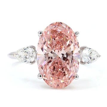 Ring - 18 karaat Witgoud - 4.42ct. tw. Roze Diamant (Fancy, Nieuw