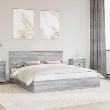 vidaXL Opslag bed met lade Grijs Sonoma 180 x 200 cm Bewerkt, Huis en Inrichting, Slaapkamer | Bedden, Verzenden, Nieuw, Grijs