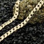 Gouden platte gourmet schakelarmband, Sieraden, Tassen en Uiterlijk, Armbanden, Ophalen of Verzenden, Gebruikt, Overige kleuren