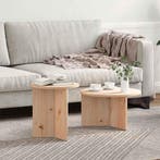 vidaXL Salontafel 2 pcs Naturel Massief grenenhout, Huis en Inrichting, Tafels | Salontafels, Minder dan 50 cm, Verzenden, Rond