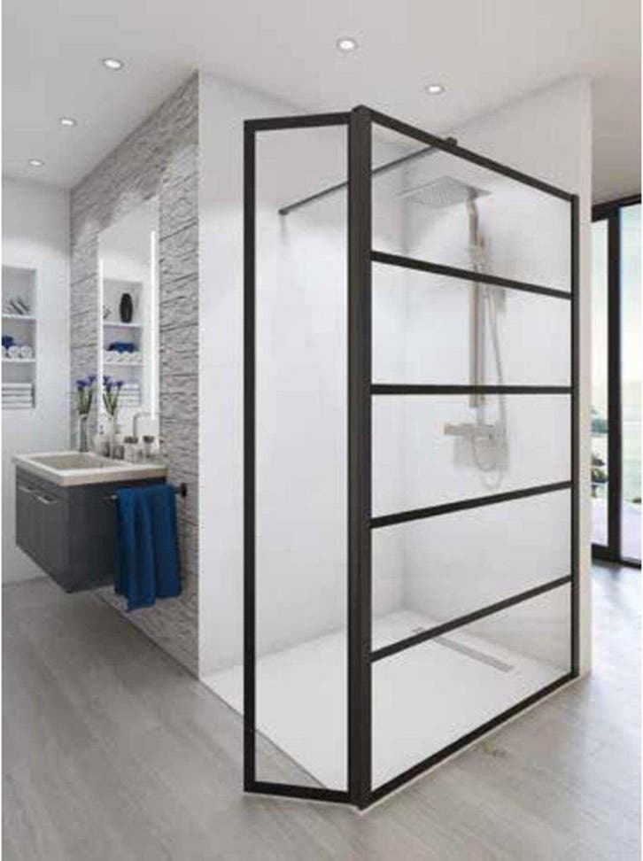 Sub 051 bewegend zijpaneel 34,5×200 cm. met decor, mat, Doe-het-zelf en Verbouw, Sanitair, Bad, Nieuw, Glas, Ophalen of Verzenden