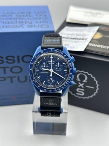 Omega x Swatch - MoonSwatch - Mission to Neptune - Zonder, Nieuw