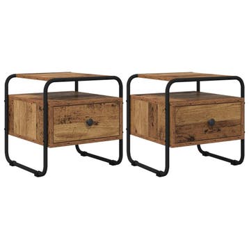 vidaXL Nachtkastje 2 st Oud hout Bewerkt hout, Huis en Inrichting, Minder dan 45 cm, Verzenden, Nieuw, Minder dan 55 cm