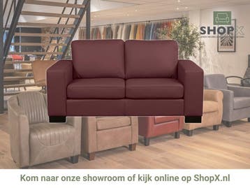Leren bank Enjoy - 2 zits - Toledo Bordeaux (donkerrood) -, 150 tot 200 cm, Nieuw, Ophalen of Verzenden, Rechte bank