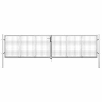 vidaXL Tuinpoort gegalvaniseerd staal 400x75 cm zilver, Verzenden, Nieuw