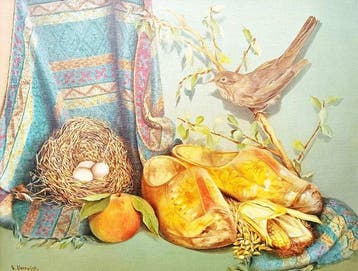 Nadine Varewyck (1956) - Het vogelnest, Antiek en Kunst, Kunst | Schilderijen | Klassiek