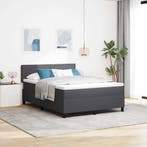 vidaXL LED Box Spring Bed Donkergrijs en Wit 160 x 200 cm, Huis en Inrichting, Slaapkamer | Bedden, Verzenden, Nieuw, Grijs