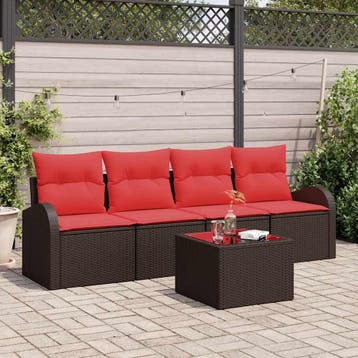 vidaXL Tuin Sofa Set Bruin 55 x 55 x 37 cm poly rattan, Verzenden, Nieuw, Rotan, 5 zitplaatsen