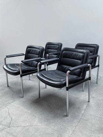 Kusch & Co. - Jorgen Kastholm - Fauteuil (4) - 8400 - Leder,, Antiek en Kunst, Antiek | Meubels | Stoelen en Banken