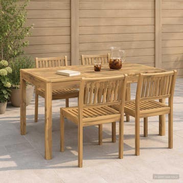 vidaXL Tuindiner tafel LAREN Witgewassen 141 x 80,5 x 75 cm, Tuin en Terras, Verzenden, Nieuw