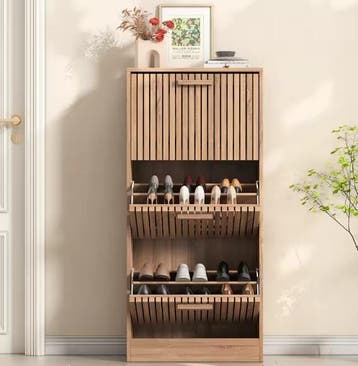Vintage Schoenenkast 3 Lades – Houten Schoenenrek, Verzenden, Nieuw