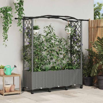 vidaXL Verhoogd Bed met Trellis en Dak Lichtgrijs 164 x 40 x, Verzenden, Nieuw, Minder dan 60 cm, 60 cm of meer