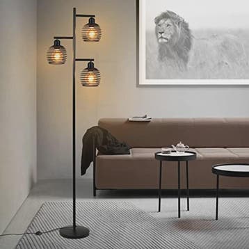 Industriële Staande Lamp Zwart Metaal - 3 Lichtpunten, E27 F, Huis en Inrichting, Verzenden, Nieuw