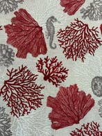 Stof met kustdecor: koraal en zeepaardje - Textiel - 2.8 m -
