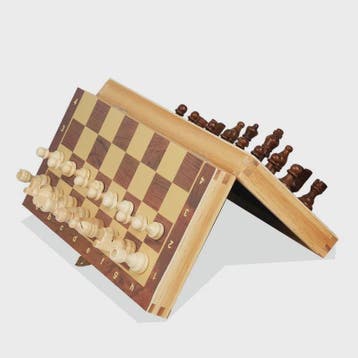 Magnetisch Houten Schaakspel Opvouwbaar met Opbergruimte - 2, Hobby en Vrije tijd, Verzenden, Nieuw