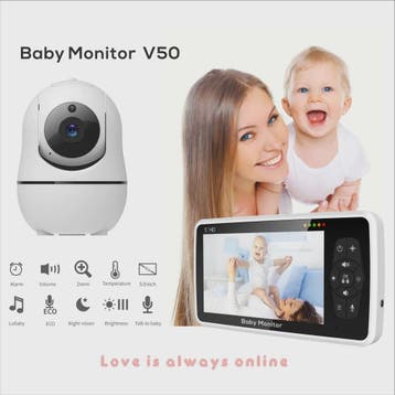 5" Video Babyfoon met Camera, 2-Weg Audio, Temperatuursensor, Verzenden, Nieuw