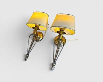 Van de Heg - Wandlamp (2) - Messing - met stekkers