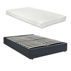 Tweepersoonsbed Nola met matras kunstleer 200x140 cm zwart [, Verzenden, Nieuw