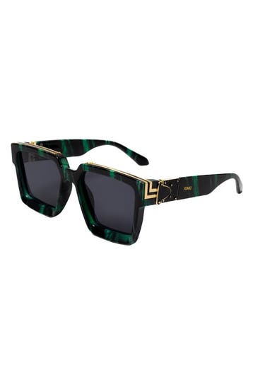 KIMU® Vierkant Dik Montuur Zonnebril Marmer Groen Zwart Mont, Hobby en Vrije tijd, Feestartikelen, Ophalen of Verzenden, Nieuw