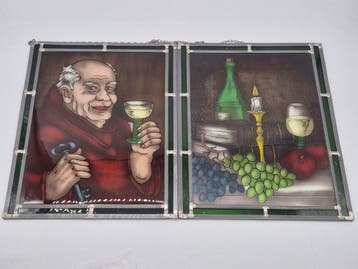 Wanddecoratie - Decoratief glasbeeld – monnik en stilleven –