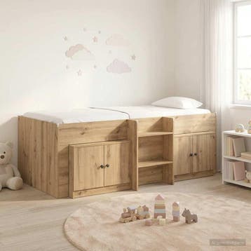 vidaXL Loft Bed Frame met Kast 3 st Artisanaal eiken Bewerkt, Huis en Inrichting, Slaapkamer | Bedden, Verzenden, Nieuw, Bruin