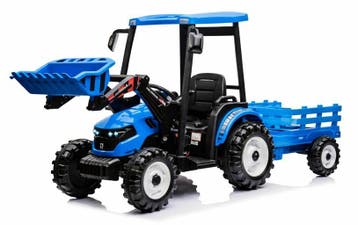 Kindertractor GROOT 24V met laadschop en aanhanger blauw, Ophalen of Verzenden, Nieuw