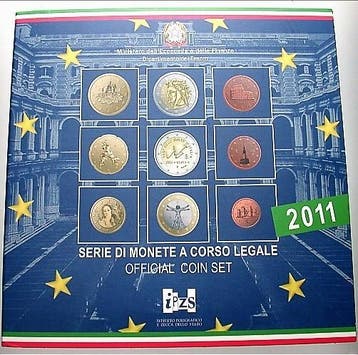 5,88 Euro,munten set 1 Cent-2 Euro 2011 Italien Republik, Postzegels en Munten, Verzenden