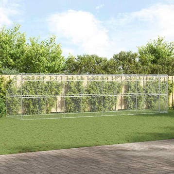vidaXL Hondenhok 4 st zilver 8 x 2 x 2 m Verzinkt staal, Verzenden, Nieuw