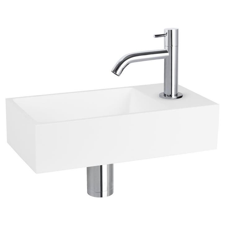 Fonteinset Differnz Solid Solid Surface 36x18.5x9 cm Wit Met, Huis en Inrichting, Badkamer | Badkamermeubels, Overige typen, Nieuw