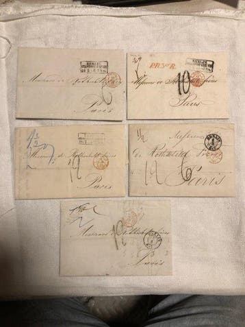 Duitsland 1857/1862 - 5 historische vouwbrieven van de, Gestempeld