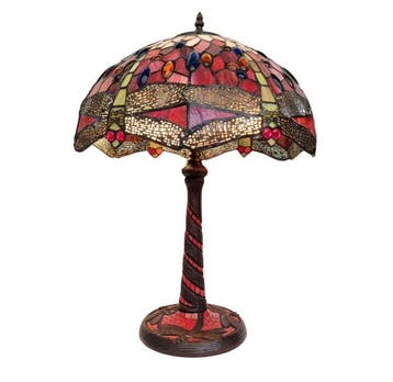 Lamp - Tiffany style - Dragonfly - Messing, Antiek en Kunst