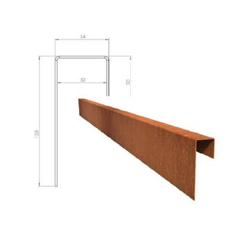 Cortenstaal u-profiel 230x5,4x15cm, Overige materialen, Minder dan 25 cm, Border, Minder dan 25 cm