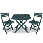 vidaXL 3-delige Bistroset inklapbaar kunststof groen, Verzenden, Nieuw, Textileen, 3 zitplaatsen