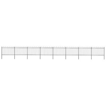 vidaXL Tuinhek met ringtop staal 1339x120 cm zwart, Verzenden, Nieuw, IJzer, 1 tot 2 meter