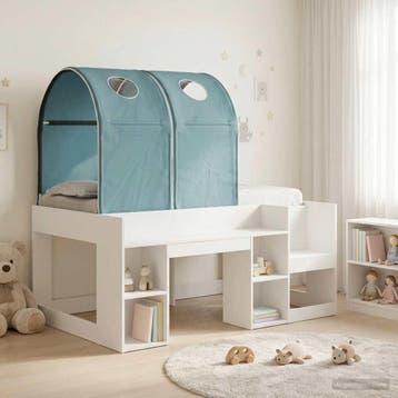 vidaXL Bed met Tunnel met plank 3 st Wit en Lichtblauw, Verzenden, Nieuw, Wit, Hout