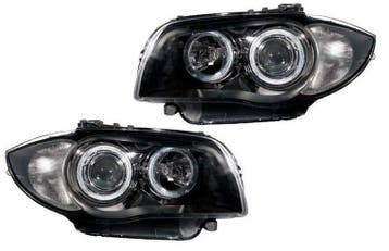 DEPO Koplampen Angel Eyes Black Housing BMW 1 Serie LCI, Auto-onderdelen, Verlichting, Ophalen of Verzenden, Nieuw, BMW