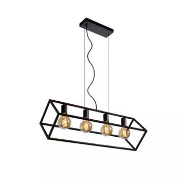 Lucide FABIAN - Hanglamp - 4xE27 - Zwart, Verzenden, Zo goed als nieuw, Metaal, Industrieel