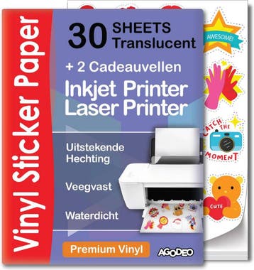 30 Translucent (Semi-Transparant) Stickervellen A4 Printer, Ophalen of Verzenden, Zo goed als nieuw, AgoDeo