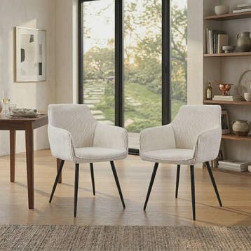 Set van 2 Moderne Gestoffeerde Eetkamerstoelen met Armleunin, Verzenden, Nieuw