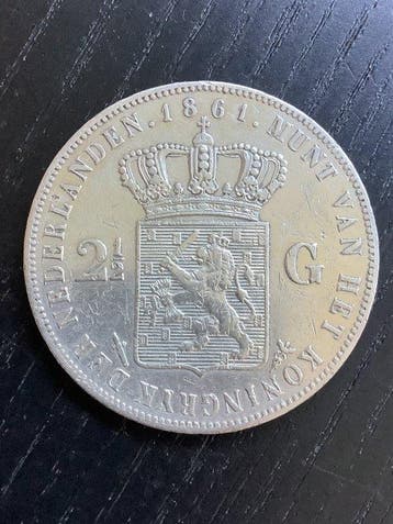 Nederland. Willem III. 2 1/2 Gulden 1861 (Zonder