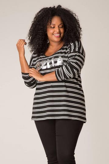 Shirt Ivy Bella streep zilveren teks Maat:, Kleding | Dames, T-shirts, Verzenden, Nieuw, Overige kleuren