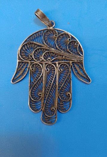 Amazigh-hanger met hamsa. - Zilver - Egypte/Tunesië - Begin