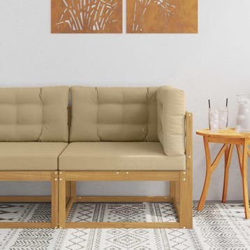 vidaXL Buiten Hoek Sofa Polyester Wit, Verzenden, Nieuw