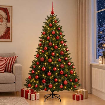 vidaXL Kunstkerstboom met kerstbal 240 cm 300 LEDs Warmwit, Diversen, Verzenden, Nieuw